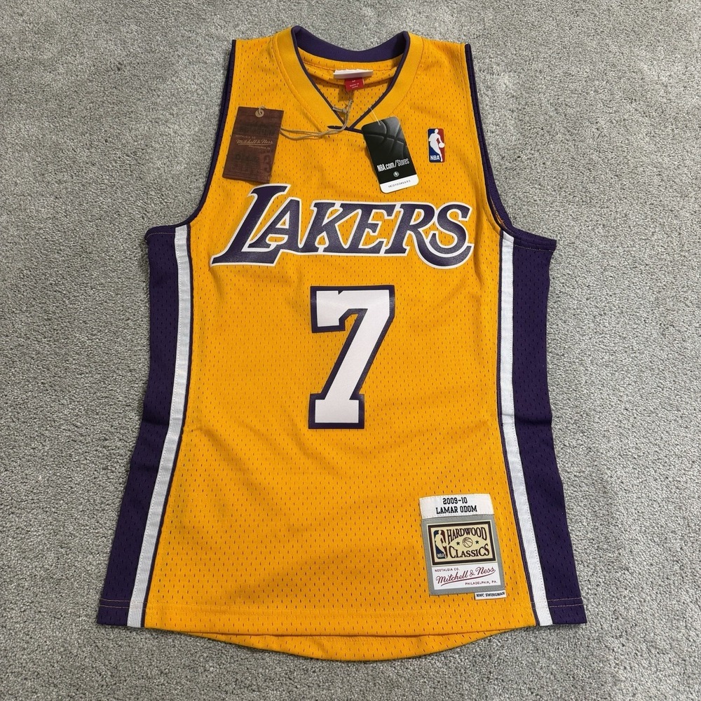 Mitchell & Ness Lamar Odom Los Angeles Lakers Jersey Mens Sz S Yellow LA 2009-10
